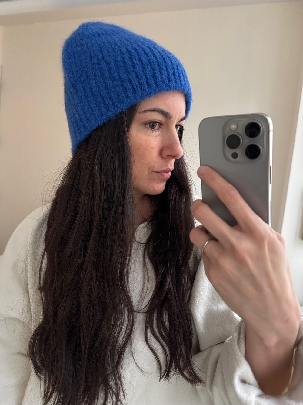 Dries Van Noten wool blend cobalt blue beanie